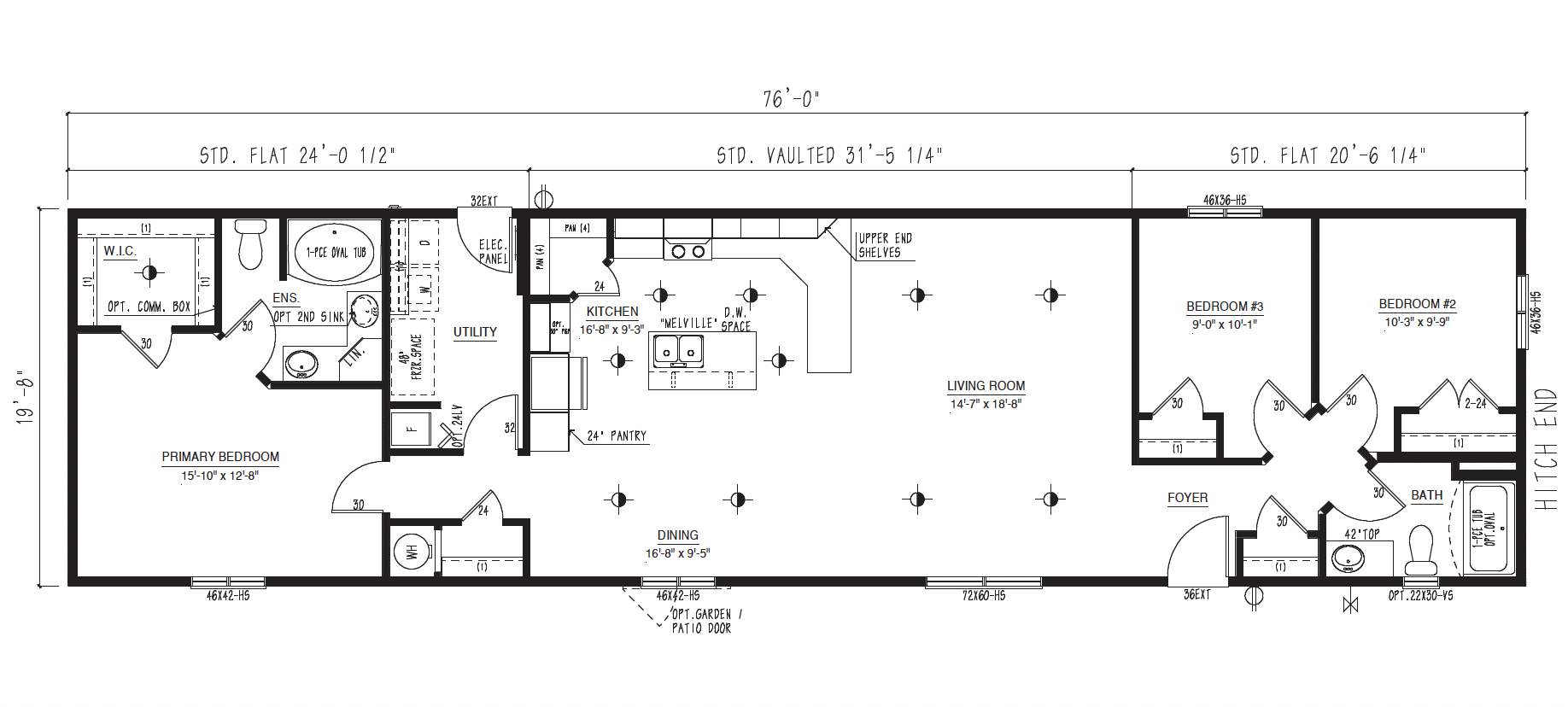 MRD2076-350 - Modular wide modular home floor plan