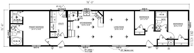 MRD1676-416 - Modular wide modular home floor plan