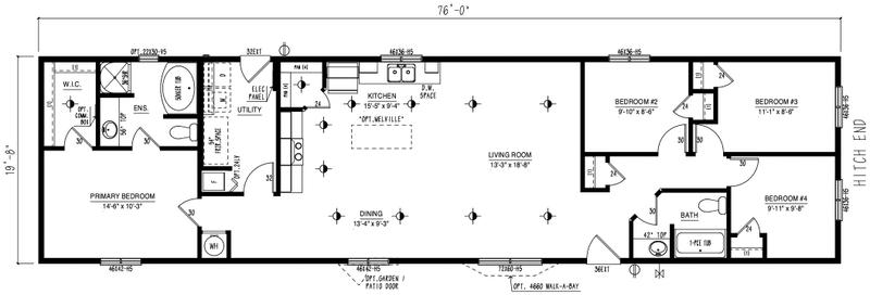 MRD2076-316 - Modular wide modular home floor plan